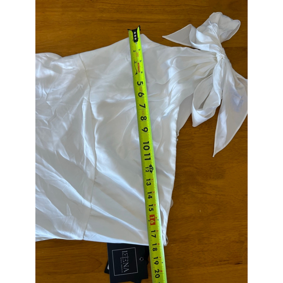 NWT IEENA for Mac Duggal White Satin One Shoulder Dress Size 10 - Picture 10 of 11